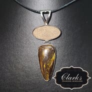 Clarks Diamond Jewelers - Sterling Silver Gold Druzy Ironstone Pendant