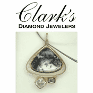 Clarks Diamond Jewelers - Sterling Silver with 22kt Vermeil Pend with Green Amethyst, Quartz, Dendritic Quartz