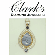 Clarks Diamond Jewelers - Pendant Only - Sterling Silver with 22k Vermeil Amethyst, Bl. Lace Agate, Iolite Pendant - 1 of kind