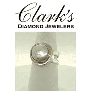 Clarks Diamond Jewelers - Sterling Silver & 22ktg Vermeil Ring with Pearl SZ 7