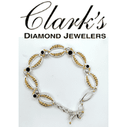 Clarks Diamond Jewelers - Sterling Silver w 22kyg Vermeil Bracelet Onyx, Pearl