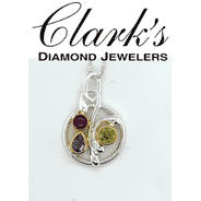 Clarks Diamond Jewelers - Sterling Silver w 22kyg Vermeil Necklace Peridot, Amethyst, Rhod Garnet